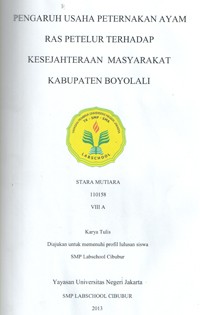 Image of Pengaruh Usaha Peternakan Ayam Ras Petelur Terhadap Kesejateraan Masyarakat Kabupaten Boyolali