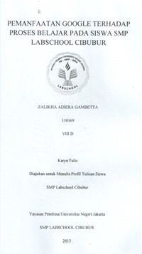 Image of Pemanfaatan Google Terhadap Proses Belajar Pada Siswa SMP Labschool Cibubur